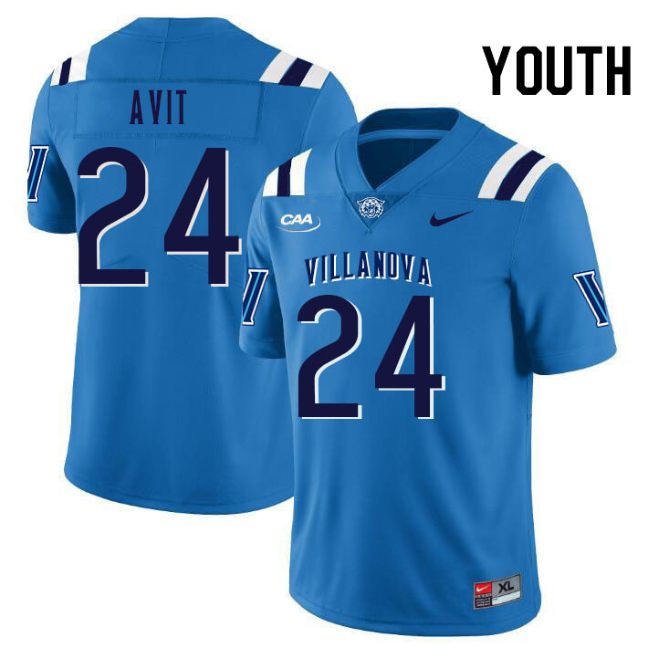 Youth #24 David Avit Villanova Wildcats College Football Jerseys Stitched Sale-Light Blue